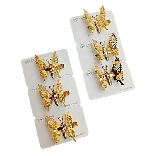 Hebilla Mariposa con Flores x12u
