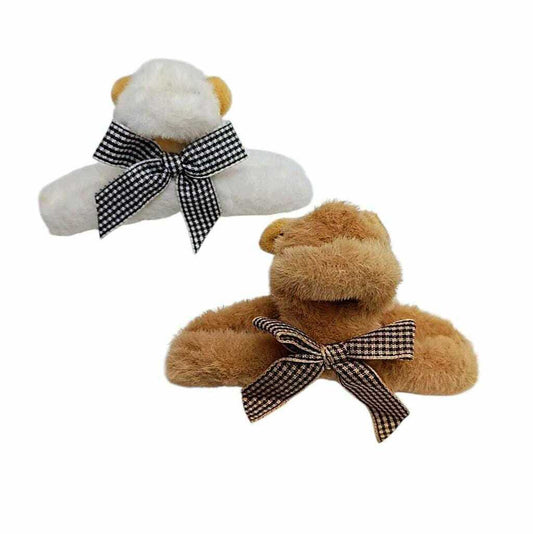 Broche Para Pelo Peluche Oso+Moño x12u