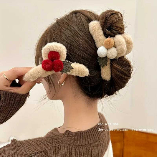 Broche de Pelo Peluche Cereza x12u