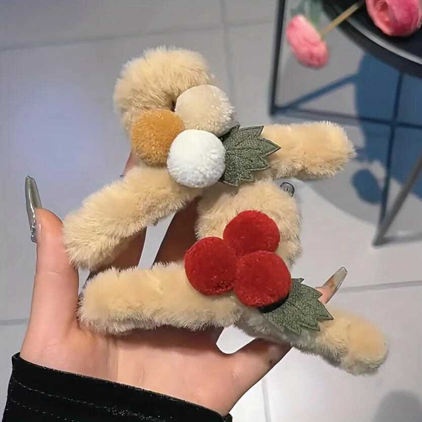 Broche de Pelo Peluche Cereza x12u