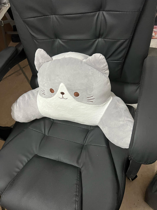 almohada gatito apoya cintura gris