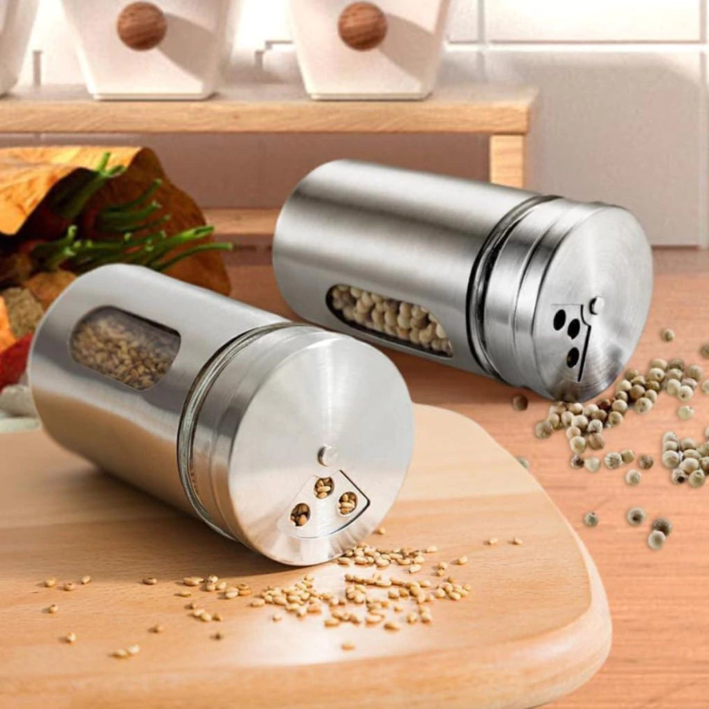 Frasco de Vidrio para Condimento Acero