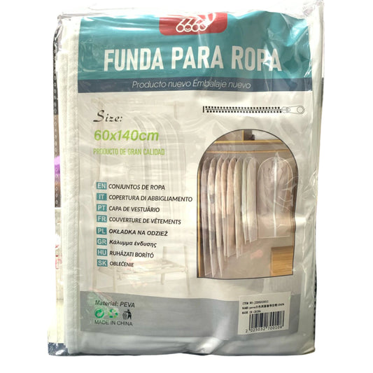 Funda para ropa Traje Peva Blanca 60x140cm con cierre