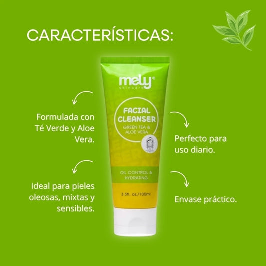 Limpiador Facial Cleanser Mely 100ml Green Tea