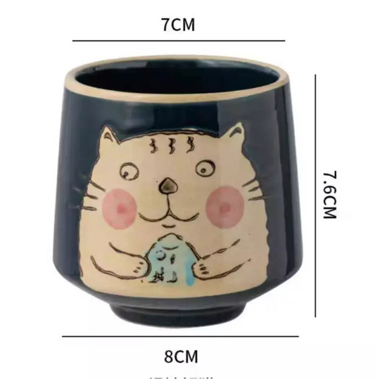 Vaso de Ceramica Verde Gato Pez