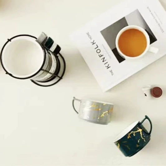 Tazas de Ceramica Marmol Apilables x4pcs