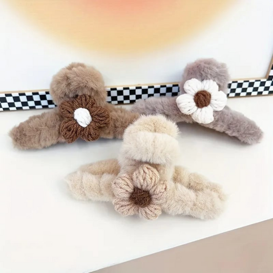 Broche de Pelo con Flor Bordado x12u