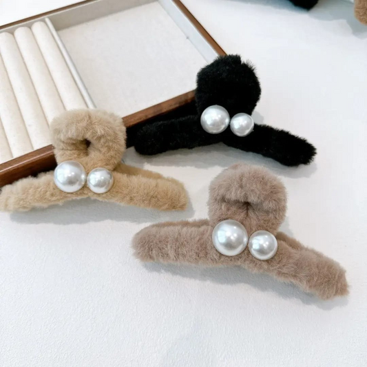 Broche de Pelo Peluche con Perla x12u