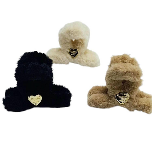 Broche de Pelo Peluche Corazon x12u