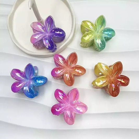 Pack x12u Broche de Pelo Flor Bali Tornasolado Degrade Hawaiiana