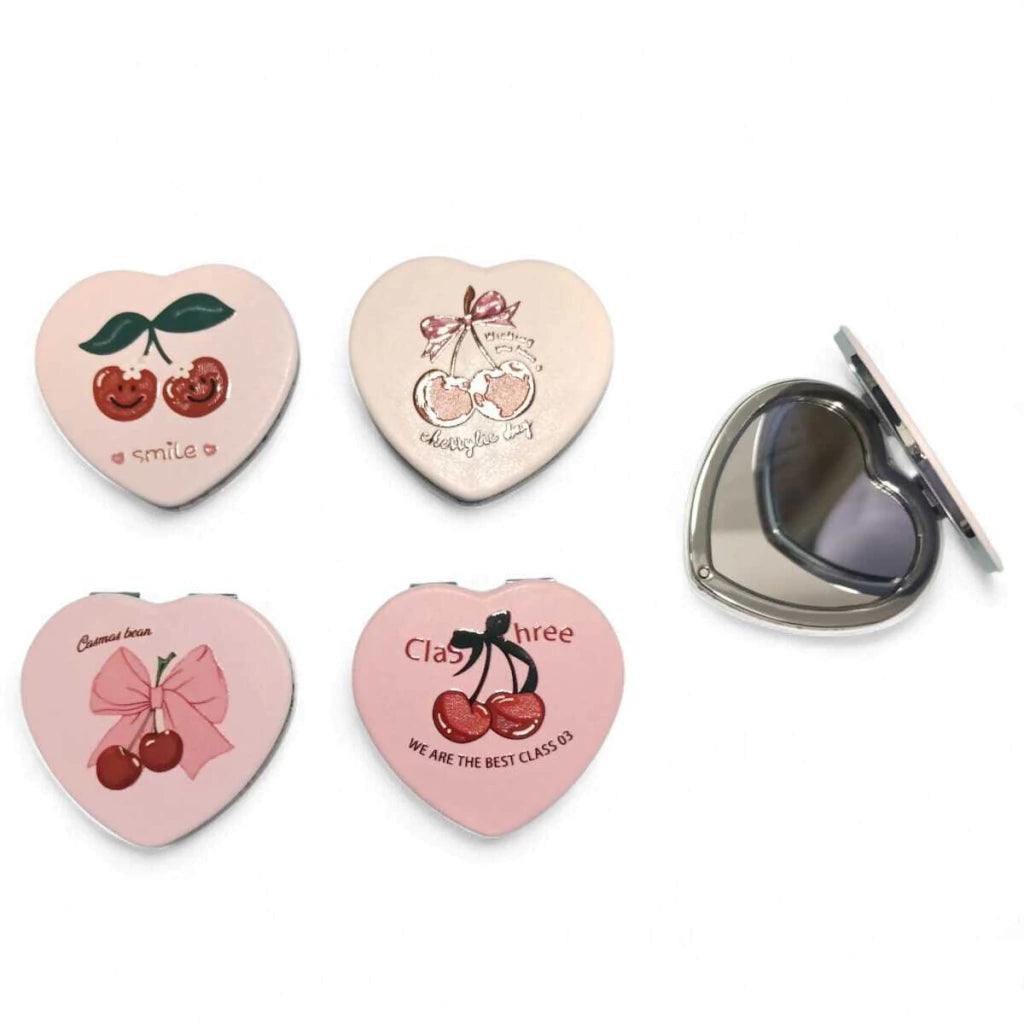 Espejo Portatil Forma Corazon Cherry