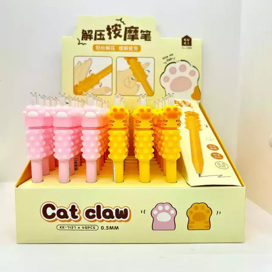 BOLIGRAFO HUELLA GATITO CON MASAJEADOR 0.5mm x caja 48u