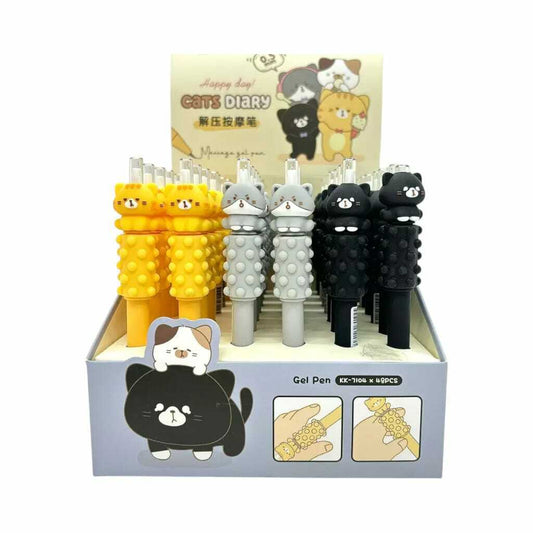 Boligrafo Gatito Con masajeador 0.5mm x caja 48u