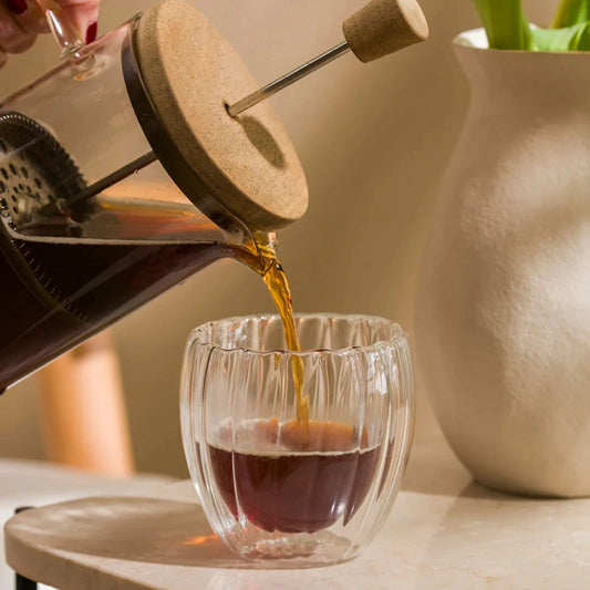 Vaso Doble Vidrio Rayado 250ML