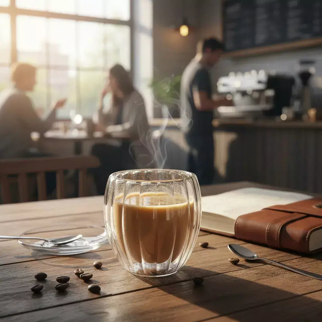 Vaso Doble Vidrio Rayado 250ML