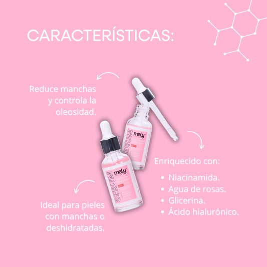 SERUM FACIAL 4 EN 1 NIACINAMIDA, AGUA DE ROSAS, GLICERINAY ÁCIDO HIALURÓNICO