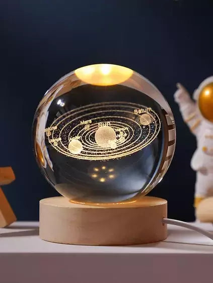 BOLA CRISTAL Lámpara Cristal Nocturna CON USB 8cm Calida