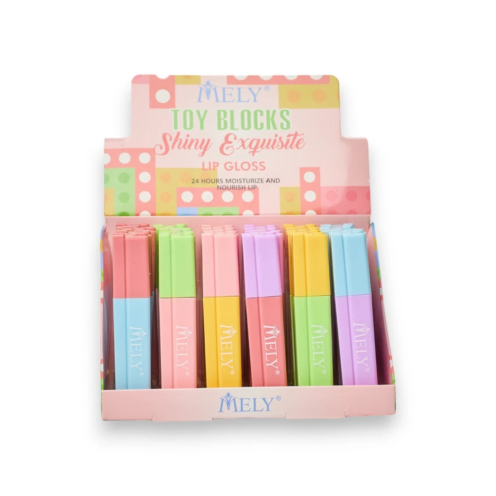 CAJA X24U BRILLO LABIAL LIP GLOSS TOY BLOCKS MELY