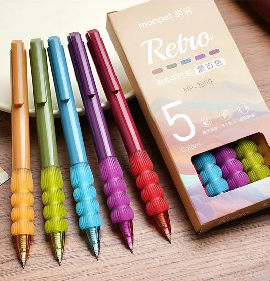 Set x 5pcs Boligrafo Retráctil Retro