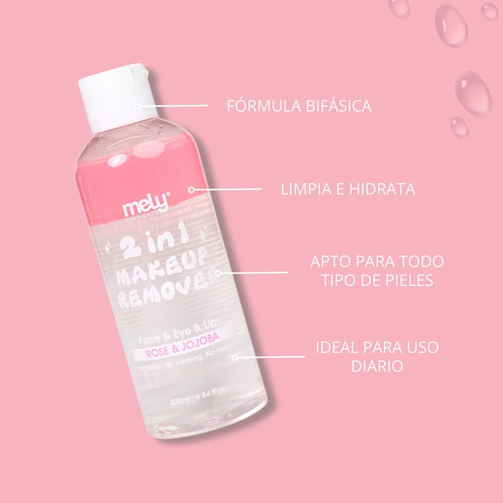DESMAQUILLANTE 2EN1 CON ROSAS Y JOJOBA 200ML MELY