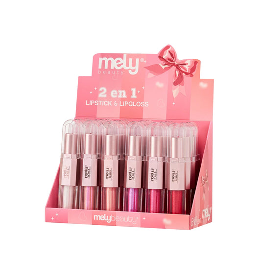 CAJA X24U LIPSTICK Y LIPGLOSS 2EN1 MELY