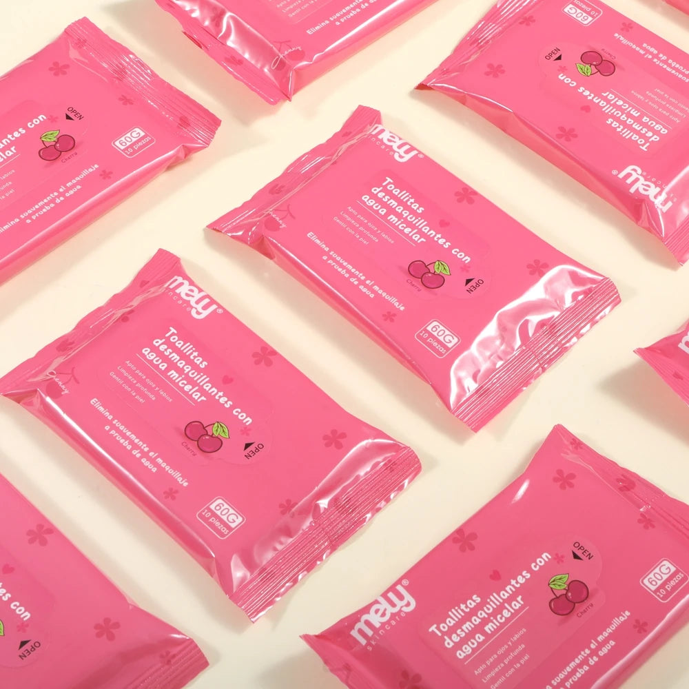 TOALLITAS DESMAQUILLANTES CON AGUA MICELAR CEREZA