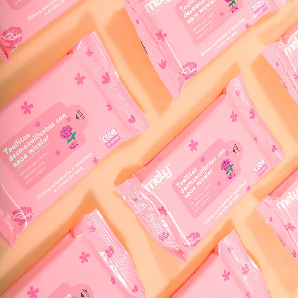 TOALLITAS DESMAQUILLANTES CON AGUA MICELAR ROSAS M