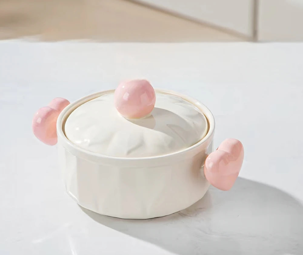 BOWL CON MANEJAS DE CORAZON Y TAPA DE VIDRIO