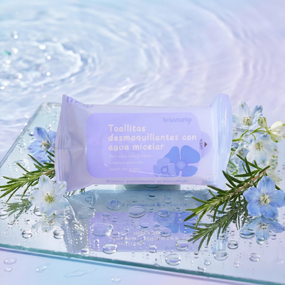 MINI TOALLITAS DESMAQUILLATES CON AGUA MICELAR ROSEMARY MELY