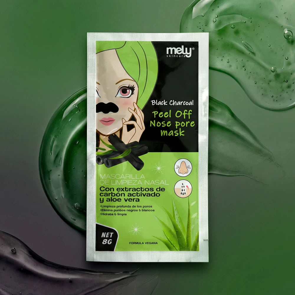 BLACK CHARCOAL PEEL OFF NOSE PORE MASK 8GR MELY