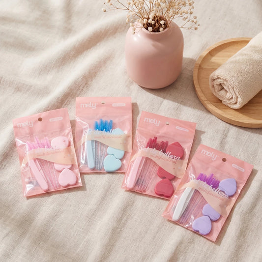 ESPONJAS DE MAQUILLAJE CON CEPILLO CEJAS Y RASURAD