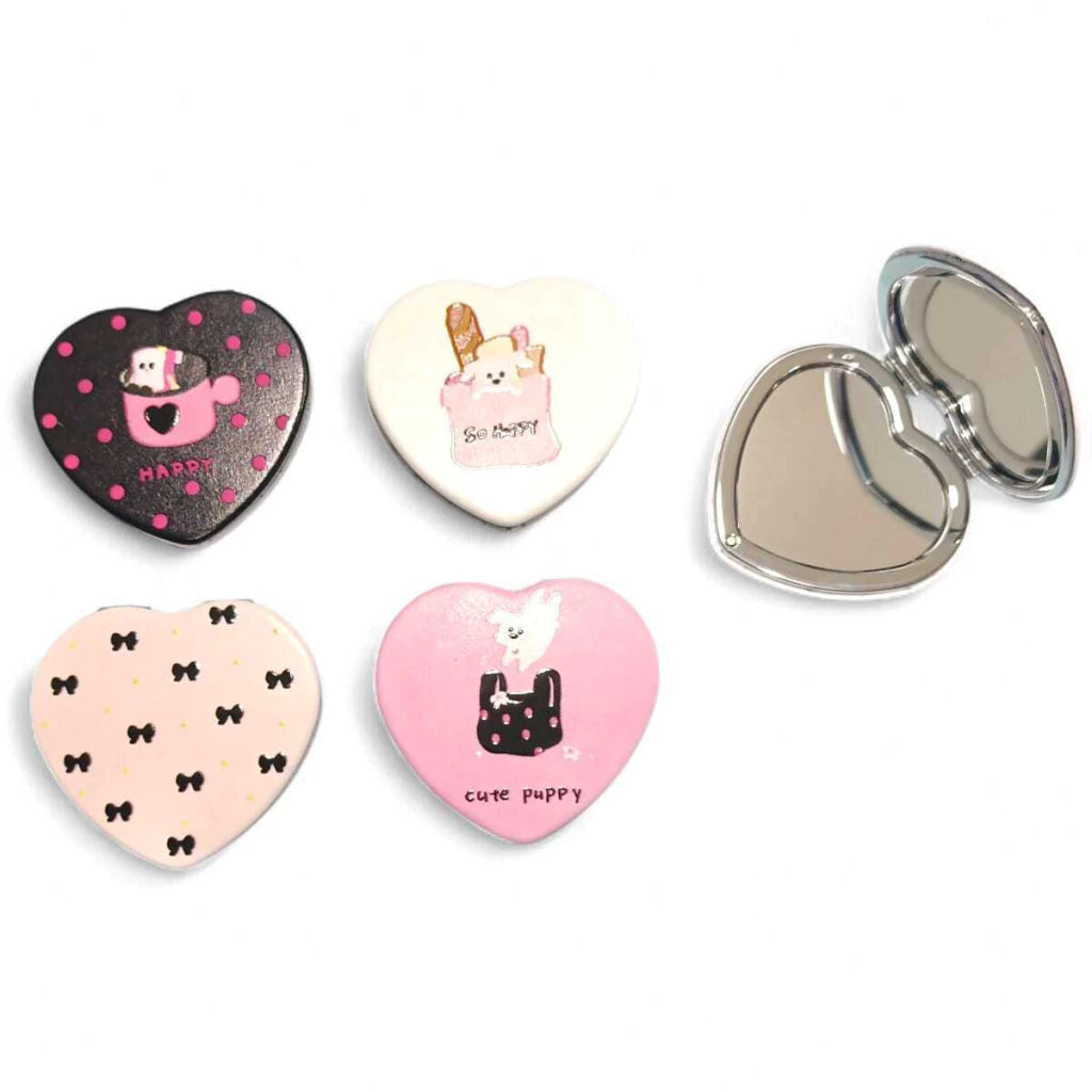 Espejo Portatil Forma Corazon Cute Puppy