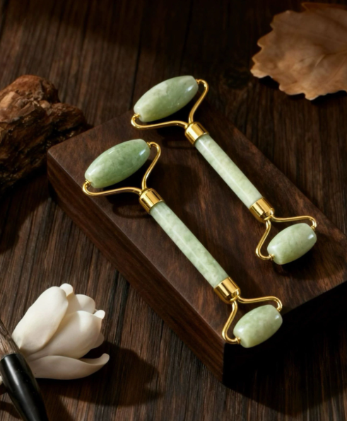 Rodillo De Jade Doble Masajeador Facial