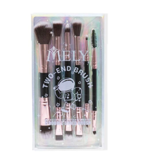 SET DE BROCHAS DOBLE PARA MAQUILLAJE X6 MELY BEAUT