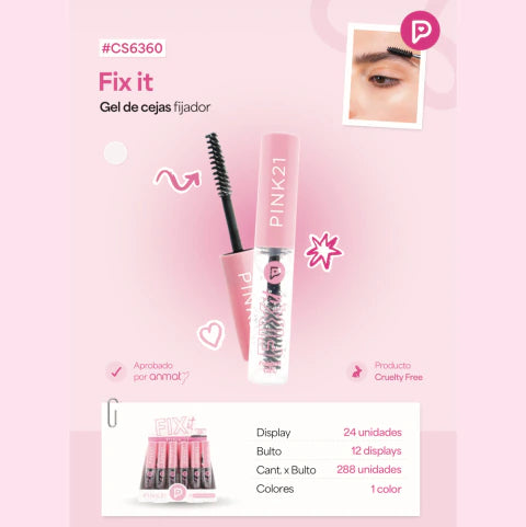 GEL PARA CEJAS TRANSPARENTE PINK 21