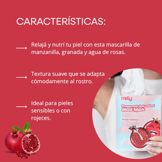 MASCARILLA FACIAL CON EXTRACTO DE MANZANILLA, GRANADA Y AGUA DE ROSA