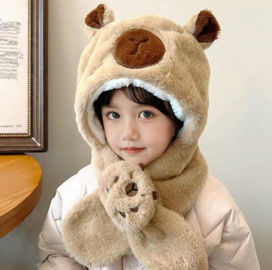 Gorro Con Bufanda Felpa Capybara