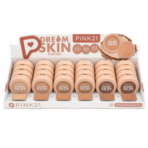 Polvo compacto con espejo+esponja Pink 21