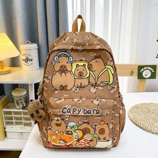 Mochila Escolar Diseño Capybara Marrón Capybara