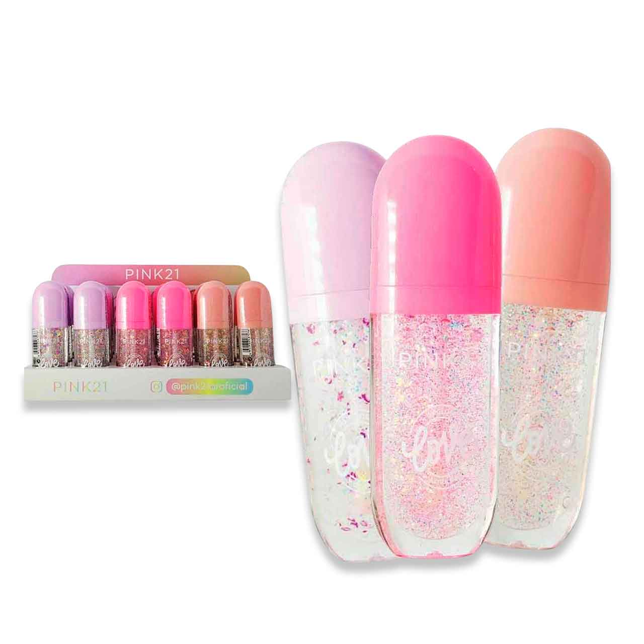BRILLO LABIAL HIDRATANTE CON GLITTER PINK21