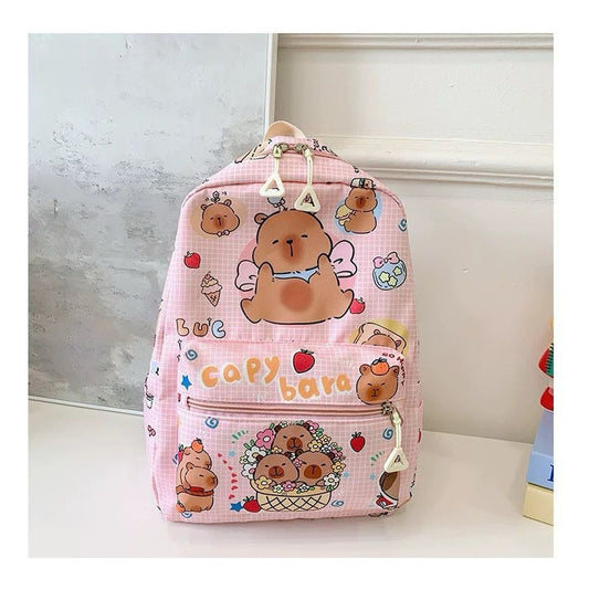 Mochila Escolar Diseño Capybara Rosa Capybara