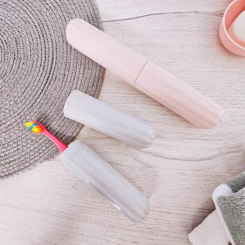 Estuche Porta Cepillo Dientes Portátil Cartera Viajes Rosa