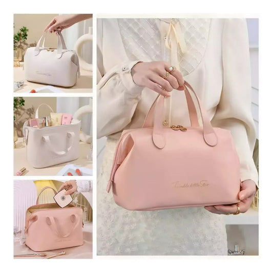 Neceser Organizador Bolso Portacosméticos Para Maquillajes Rosa Lisa
