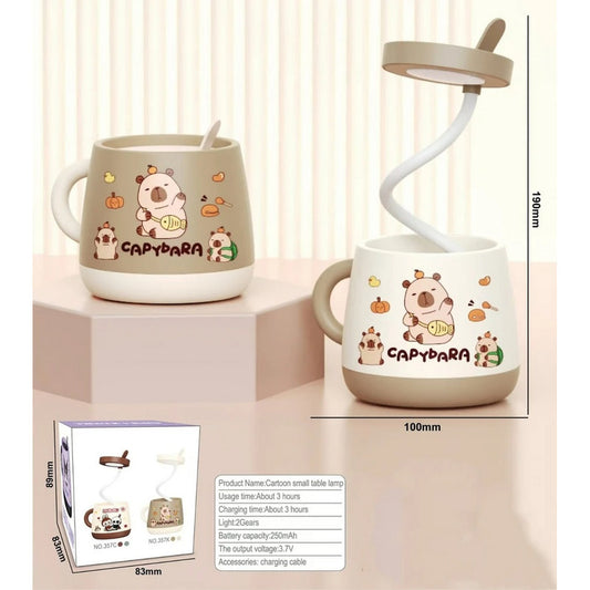 Lámpara Y Lapicero Capybara Forma Taza Velador