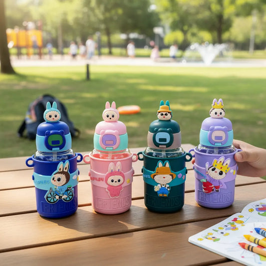 Botella Labubu Con Funda Silicona 580ml