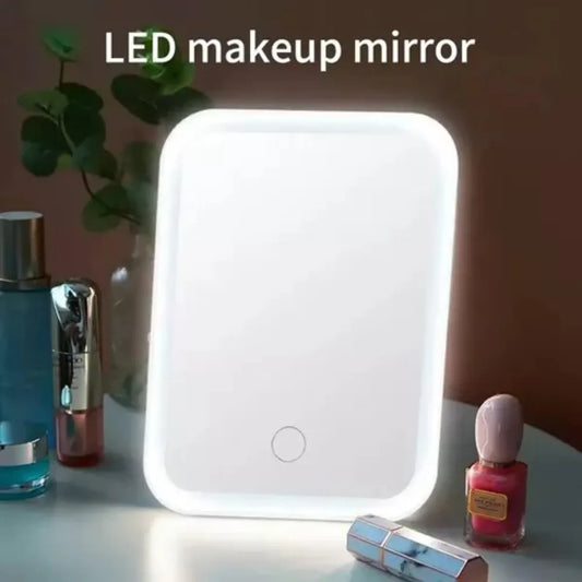 Espejo con luz led portatil rectangular
