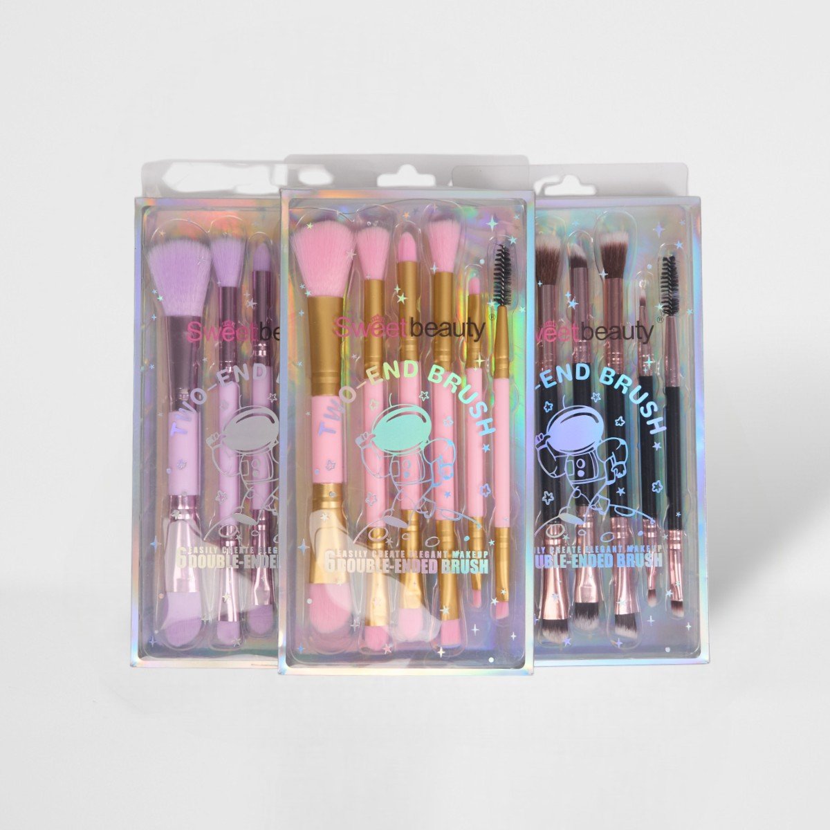SET DE BROCHAS DOBLE PARA MAQUILLAJE X6 MELY BEAUT