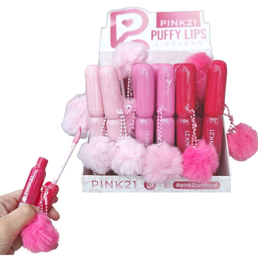 LIP GLOSS CON LLAVERO POMPÓN PINK 21
