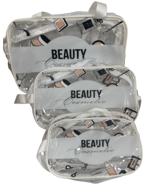 Set x3pcs neceser transparente Beauty