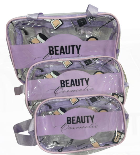 Set x3pcs neceser transparente Beauty